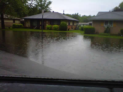 A flooded street in Park Forest