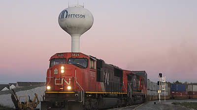 CN Train on new tracks in Matteson/Park Forest