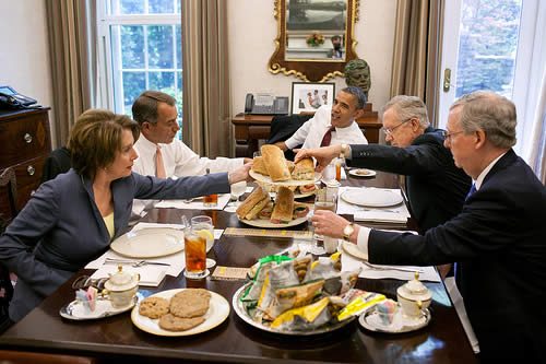 President Obama has lunch with Congressional leadership.