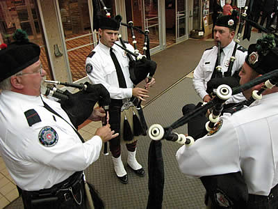 Bagpipe players at Fallen Firefighters Service 2012