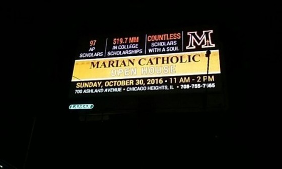 Marian Catholic billboard Indiana