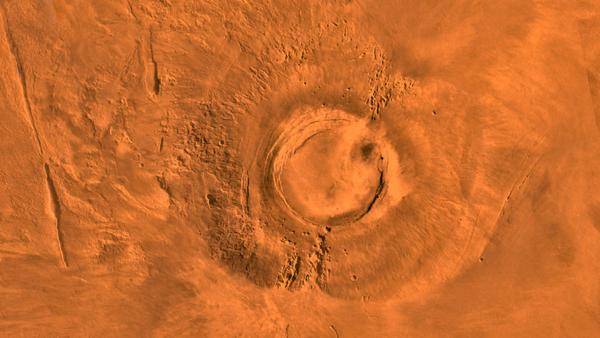 extinct volcano Arsia Mons on Mars