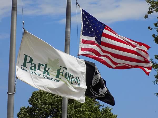 American Flag, POW-MIA flag, Park Forest flag, Memorial Day, veterans