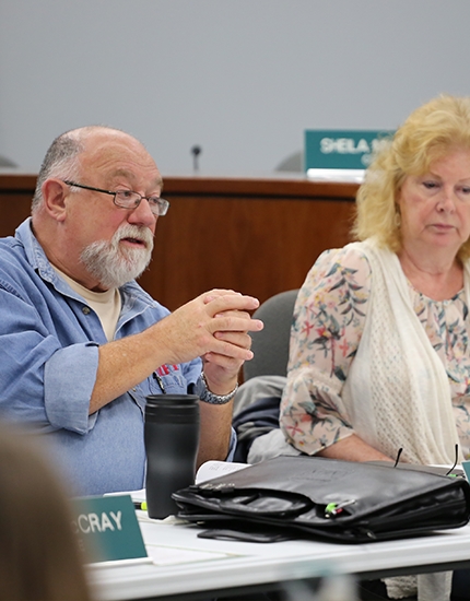 Mayor John Ostenburg and Trustee Georgia O'Neill