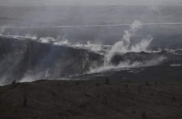 steam, gas, Hawaii, volcano, eruption