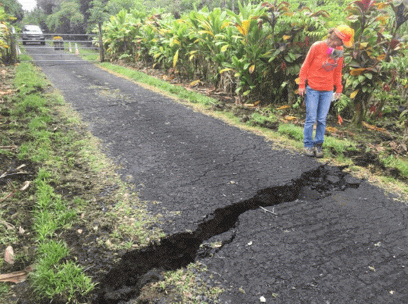 crack, usgs geologist, Old Kalapana Road, Hawaii