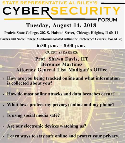 cybersecurity forum, Rep. Al Riley, Priarie State College, PSC