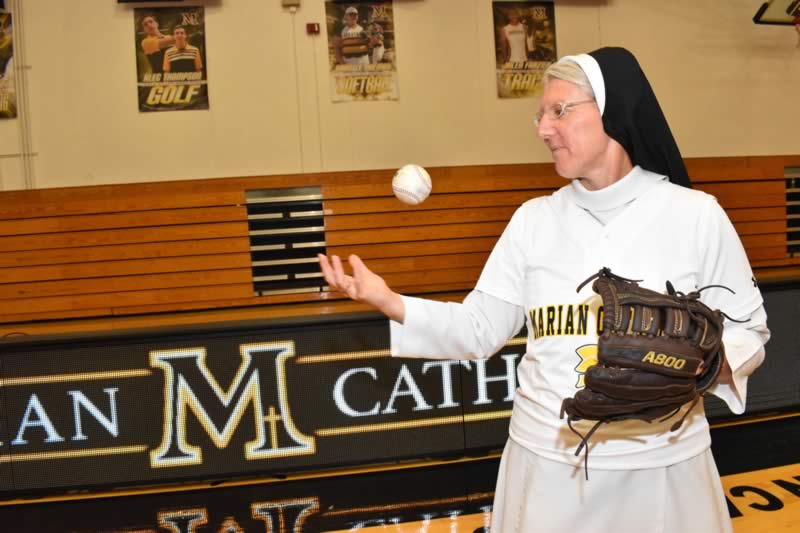 Sr. Mary Jo, bicep bounce, baseball