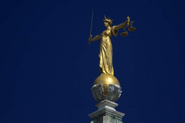 statue of justice, justice, The Old Bailey, Ronnie McDonald, Evansville-based Plastics