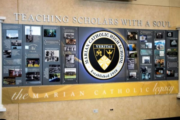 legacy display at Marian Catholic, 2nd quarter honor roll