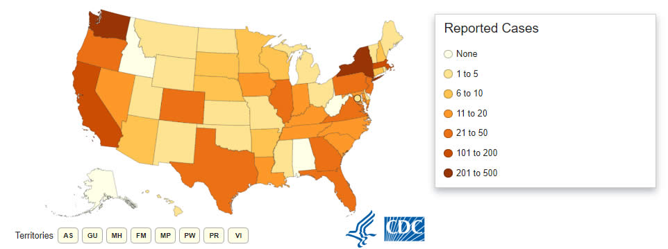 States Reporting Cases of COVID-19 to CDC