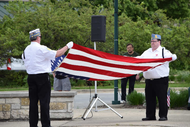 Veterans fold the American Flag at Memorial Day ceremony in 2019 in Park Forest