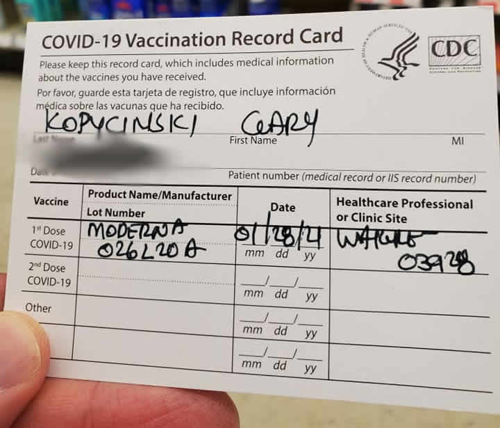 Moderna vaccination card