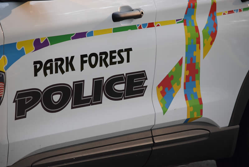 Autism-awareness squad car of the Park Forest Police Department, reports through July 18 2022