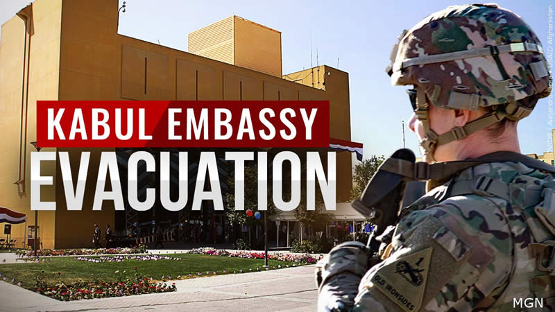 Kabul Embassy evacuation as the Taliban take over Afghanistan.