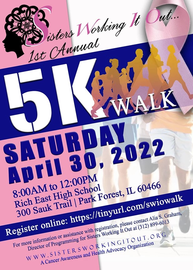 breast cancer walk, poster with image of people walking