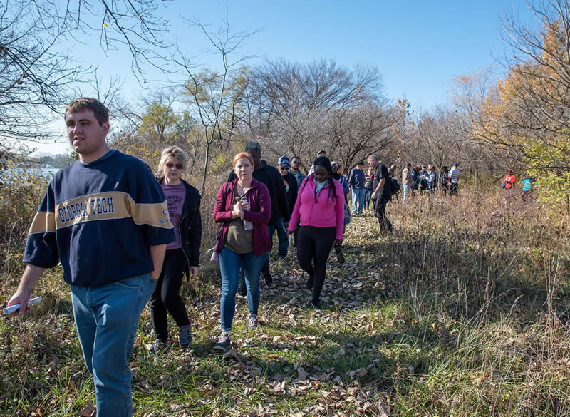 Tour participants Hike the Freedom Trail