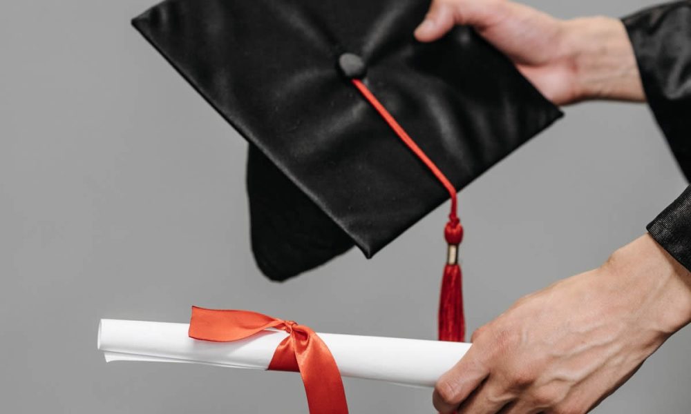 Graduation cap and diploma