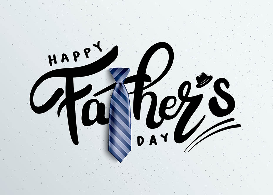 Happy Father's Day with a tie for the T and hat for apostrophe