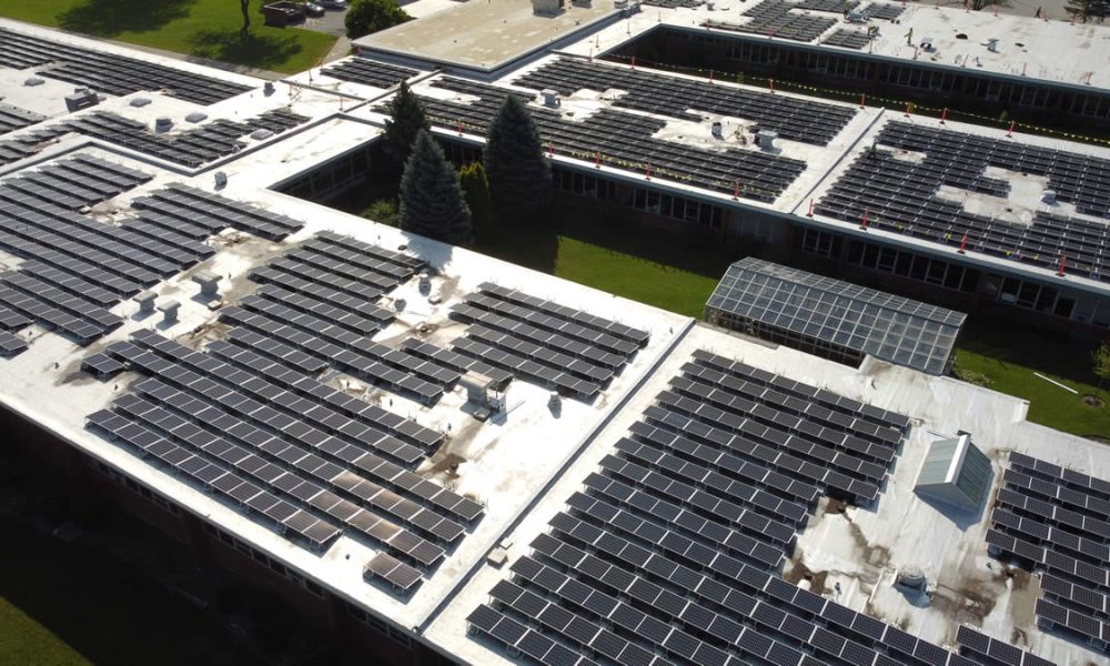 The solar panel array at Marian Catholic