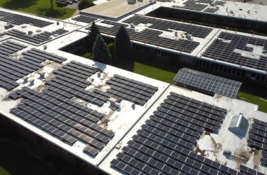 The solar panel array at Marian Catholic