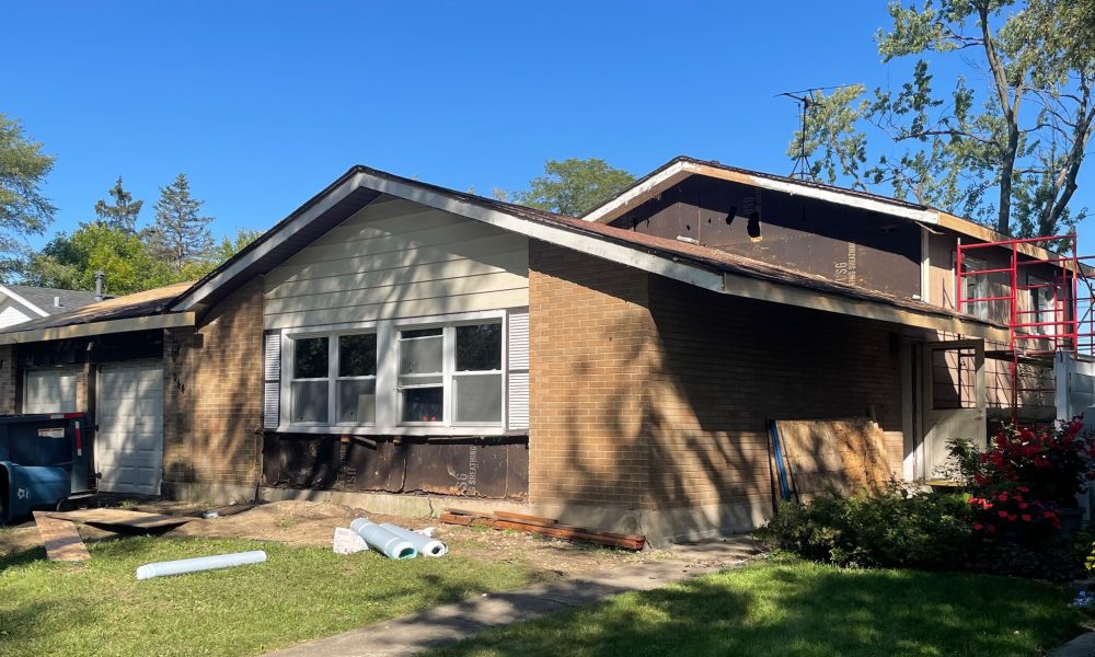 exterior view of house being renovated