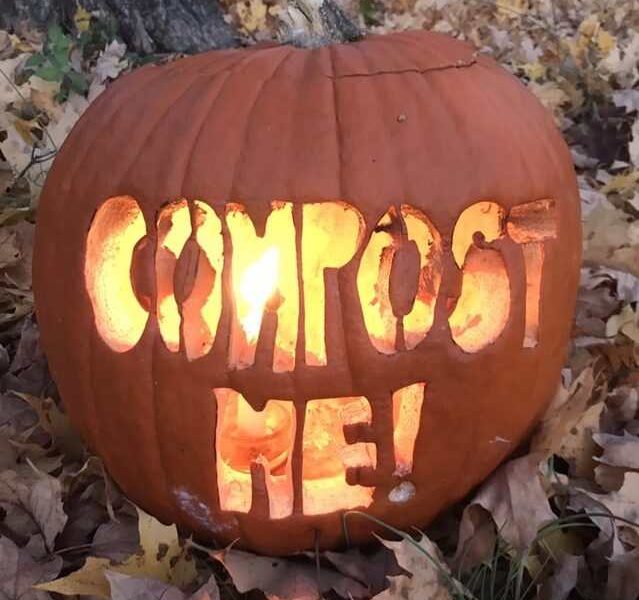 pumpkin smash, compost me carved into a pumpkin