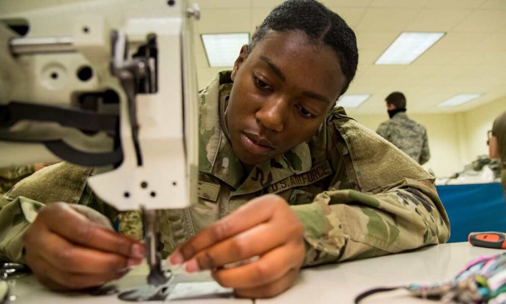 Airman 1st Class Britanie McKayle, sewing, tailoring