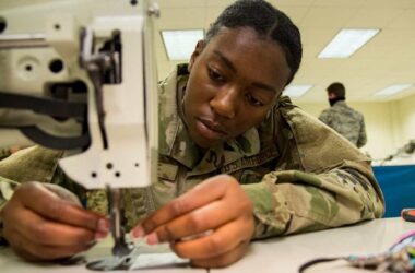 Airman 1st Class Britanie McKayle, sewing, tailoring
