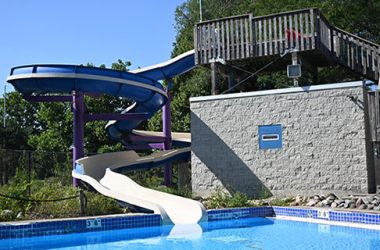 2025 season bleak, circular water slide with stairs